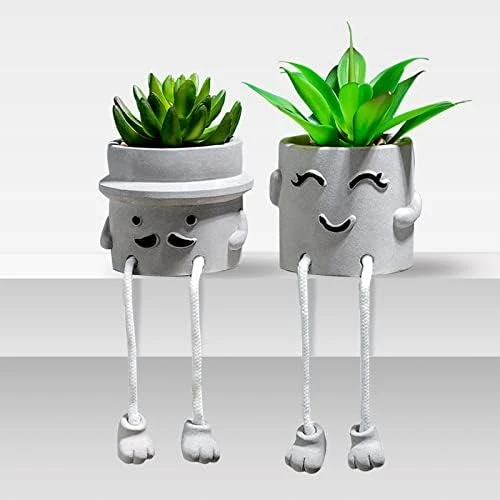 Lavenor Artificial Potted Plant Fake Succulent Plant Cute Hanging Leg Emotional Cement Potted Succulents Decor For Desk Shelf Bedroom Living Room And Office Decoration(Type A + Type C) 11 Lavenor Artificial Potted Plant Fake Succulent Plant Cute Hanging Leg Emotional Cement Potted Succulents Decor For Desk Shelf Bedroom Living Room And Office Decoration(Type A + Type C) - Image 9