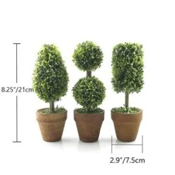Tuokor Small Artificial Plants 8.25" Plastic Fake Green Topiary Shrubs With Pot For Home Décor – Set Of 3 6 Tuokor Small Artificial Plants 8.25" Plastic Fake Green Topiary Shrubs With Pot For Home Décor – Set Of 3 -Artificial Trees Store 41vk3m12GqL