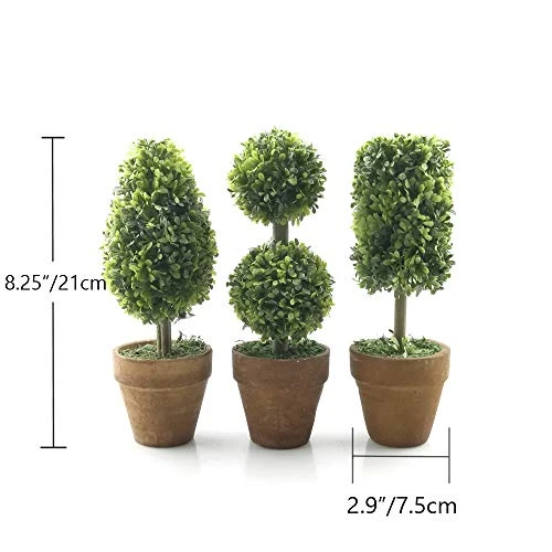 Tuokor Small Artificial Plants 8.25" Plastic Fake Green Topiary Shrubs With Pot For Home Décor – Set Of 3 4 Tuokor Small Artificial Plants 8.25" Plastic Fake Green Topiary Shrubs With Pot For Home Décor – Set Of 3 - Image 2