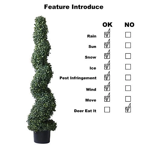 4' Spiral Boxwood Artificial Topiary Trees Indoor Or Outdoor In Plastic Pot Front Porch Decor (2 Pack Lush) 4 4' Spiral Boxwood Artificial Topiary Trees Indoor Or Outdoor In Plastic Pot Front Porch Decor (2 Pack Lush) - Image 2