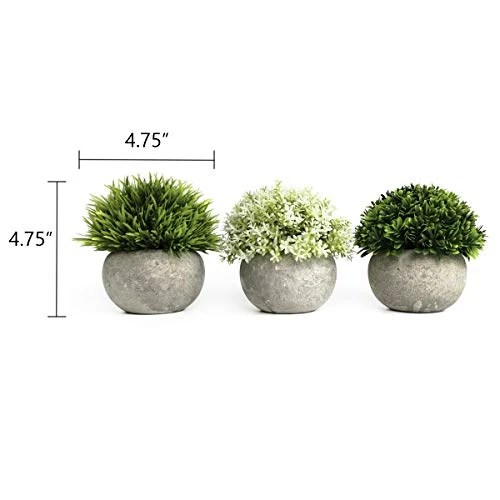 Tuokor Small Artificial Plants 5 Inch Mini Plastic Fake Green Topiary Shrubs With Pot For Home Décor (Green & White Set) 3 Tuokor Small Artificial Plants 5 Inch Mini Plastic Fake Green Topiary Shrubs With Pot For Home Décor (Green & White Set)
