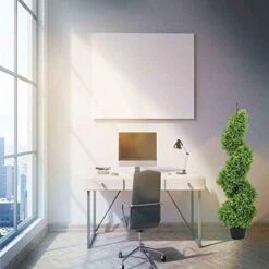 MOMO Plant Two Sets 3Ft Artificial Plants Boxwood Leave Topiary Tree Spiral Indoor/Outdoor Potted Fake Plant Green (35inch) -Artificial Trees Store 41yV3BnVjTL