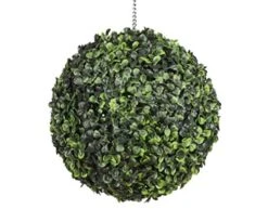 OOKi- 7 Inch Artificial Boxwood Ball Topiary Lifelike Plants Half Round Topiary For Home Garden, Front Patio, Planter, Deck, Backyard Indoor/Outdoor Decore, Rose Leaf (7 Inch)