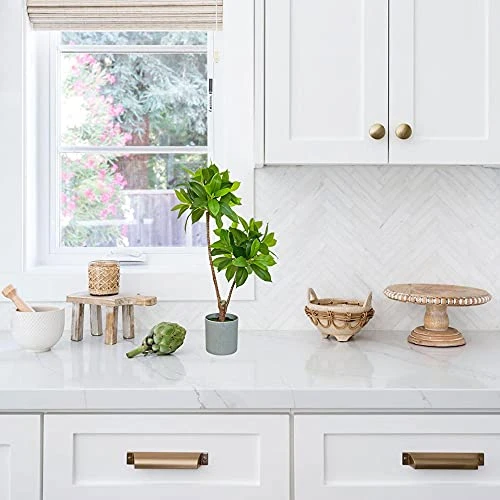 BESAMENATURE Artificial Bay Double Ball Topiary Trees, Faux Plant For Home Office Decoration, 24" Tall, Green, Ships In Gray Planter 6 BESAMENATURE Artificial Bay Double Ball Topiary Trees, Faux Plant For Home Office Decoration, 24" Tall, Green, Ships In Gray Planter - Image 4