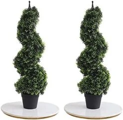 3 Foot Topiary Tree Artificial Plants Cypress Leave Spiral Plant Faux Fake Spiral Trees For Decor In Plastic Pot Green, 35Inchs- Set Of 2 -Artificial Trees Store 51 e13lEMlL. AC