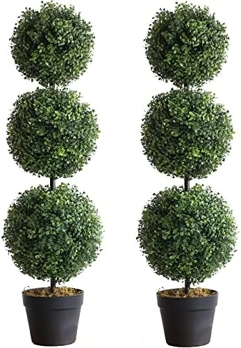 Momoplant (2 Pack Artificial Cypress Topiary Ball Tree -Triple Ball Boxwood- 37Inchs Triple Ball Boxwood Indoor/Outdoor Topiaries Trees - Artificial Outdoor Plants Cypress Plant 8 Momoplant (2 Pack Artificial Cypress Topiary Ball Tree -Triple Ball Boxwood- 37Inchs Triple Ball Boxwood Indoor/Outdoor Topiaries Trees - Artificial Outdoor Plants Cypress Plant - Image 6