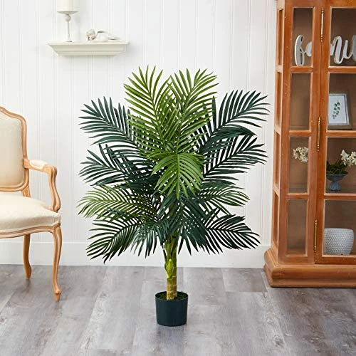 Nearly Natural 35” Boston Fern Artificial (Set Of 2) Silk Plants Green & 5357 4ft. Golden Cane Palm Tree,Green 6 Nearly Natural 35” Boston Fern Artificial (Set Of 2) Silk Plants Green & 5357 4ft. Golden Cane Palm Tree,Green - Image 4