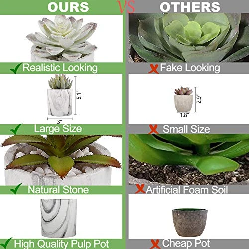 C APPOK Artificial Succulents Plants Faux Succulent Flocking Potted Plants - 4 Pack Fake Succulents Decorative Green Potted Plant In Pots For Home, Desk Decor, Office Decoration 5 C APPOK Artificial Succulents Plants Faux Succulent Flocking Potted Plants - 4 Pack Fake Succulents Decorative Green Potted Plant In Pots For Home, Desk Decor, Office Decoration - Image 3