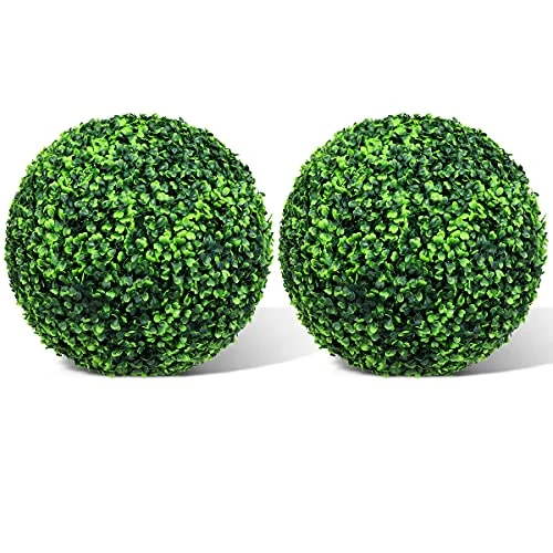 Easnwllim 2 PCS 14.96 Inch Artificial Boxwood Balls Decorative Faux Boxwood Balls Round Artificial Plant Topiary Ball For Backyard, Balcony, Garden, Wedding Party, Home Office 3 Easnwllim 2 PCS 14.96 Inch Artificial Boxwood Balls Decorative Faux Boxwood Balls Round Artificial Plant Topiary Ball For Backyard, Balcony, Garden, Wedding Party, Home Office