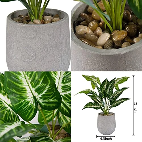 Der Rose 16'' Fake Plants Artificial Potted Greenery Faux Plants For Office Desk Home Bathroom Decor 5 Der Rose 16'' Fake Plants Artificial Potted Greenery Faux Plants For Office Desk Home Bathroom Decor - Image 3