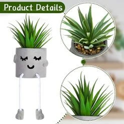 Artificial Potted Plant Faux Succulent Plant Cubicle Decor Cute Fake Desktop Plant Hanging Leg Cement Potted Decor For Bookshelf Bedroom Living Room Office Decor (Simple Style,2 Pcs) 13 Artificial Potted Plant Faux Succulent Plant Cubicle Decor Cute Fake Desktop Plant Hanging Leg Cement Potted Decor For Bookshelf Bedroom Living Room Office Decor (Simple Style,2 Pcs) -Artificial Trees Store 510Zd9TyuQL