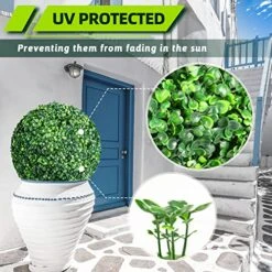 TolleSonne 2 Packs 21.6-inch Artificial Topiary Balls For Outdoor Decor, Faux Boxwood Balls, Garden Spheres Decorative, Artificial Plant For The Front Door, Backyard, Porch, Patio And Wedding -Artificial Trees Store 5114GGQRB5L