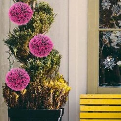 FOMIYES Artificial Topiary Boxwood Topiary Balls Decorative Plant Greenery For Wedding Party Home Balcony Garden Decoration Rosy -Artificial Trees Store 5115XCFiFfL