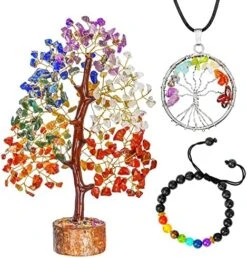 FASHIONZAADI Seven Chakra Tree - Crystal Gifts - Crystal Tree Of Life - Tree Of Life Decor - Gem Tree - Luck Crystal - Tree Of Life Chakra Stones - Crystal Bonsai Tree - Crystal For Desk - Money Tree -Artificial Trees Store 511Hidq7RvL. AC