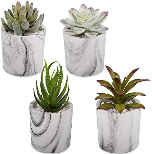 C APPOK Artificial Succulents Plants Faux Succulent Flocking Potted Plants - 4 Pack Fake Succulents Decorative Green Potted Plant In Pots For Home, Desk Decor, Office Decoration 9 C APPOK Artificial Succulents Plants Faux Succulent Flocking Potted Plants - 4 Pack Fake Succulents Decorative Green Potted Plant In Pots For Home, Desk Decor, Office Decoration - Image 7