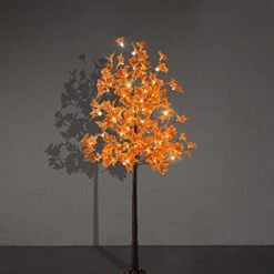 LIGHTSHARE 6FT 120LED Artificial Lighted Maple Tree Warm White Fall Decorations Indoor Ourdoor, Orange -Artificial Trees Store 5125R1oeh8L