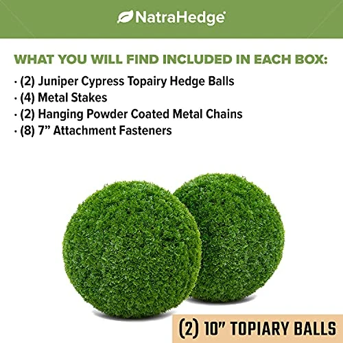 NatraHedge Artificial Topiary Ball Set - Faux Foliage Balls For Garden, Wedding, Home Décor, And Backyard (Juniper Cypress - 10" X 10" - 2 Pack) 4 NatraHedge Artificial Topiary Ball Set - Faux Foliage Balls For Garden, Wedding, Home Décor, And Backyard (Juniper Cypress - 10" X 10" - 2 Pack) - Image 2
