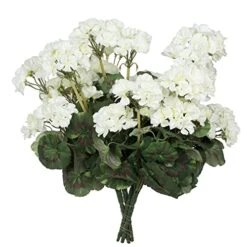 Vickerman Artificial 20" White Geranium Bush. Includes 4 Pieces Per Pack. -Artificial Trees Store 512hg4w8OLL
