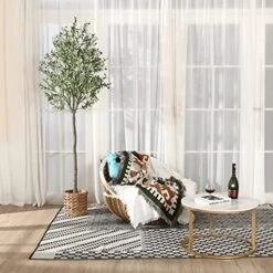 Dr.Planzen Artificial Olive Tree,7FT Tall Fake Plant Faux Olive Plants For Indoor,Natural Fake Tree,Artificial Silk Plants For Office Home Living Room Floor Patio Greening Porch Decor,Set Of 1. -Artificial Trees Store 512yoCYg88L