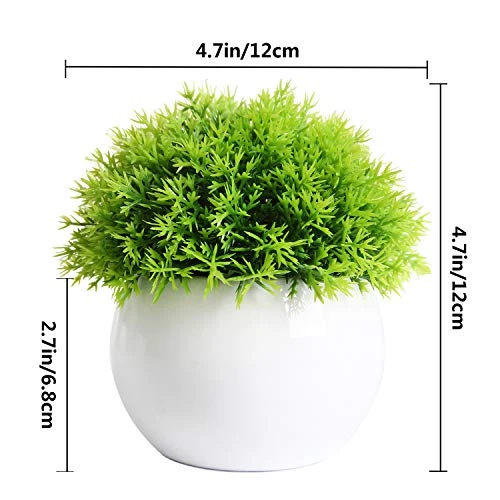 FEILANDUO 4 Pcs Mini Artificial Plants Potted Small Fake Plants For Shelf Green Plant In White Plastic Pot For Home Bathroom Decor Faux Plants (White, Set Of 4) 4 FEILANDUO 4 Pcs Mini Artificial Plants Potted Small Fake Plants For Shelf Green Plant In White Plastic Pot For Home Bathroom Decor Faux Plants (White, Set Of 4) - Image 2