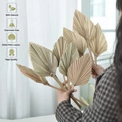 PYSAZI 12 Pcs Natural Dried Palm Leaves Boho Dried Palm Spears Leaves Bulk Small Dried Real Palm Fans Dry Palm Leaves With Stems Dried Leaf Boho Home Décor For Vase Wedding Office Home 43.5*12cm 11 PYSAZI 12 Pcs Natural Dried Palm Leaves Boho Dried Palm Spears Leaves Bulk Small Dried Real Palm Fans Dry Palm Leaves With Stems Dried Leaf Boho Home Décor For Vase Wedding Office Home 43.5*12cm -Artificial Trees Store 513b2Bo5daL