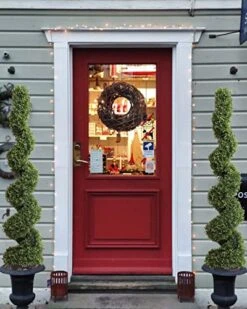 59 Inch Artificial Boxwood Topiary Tree Spiral Plants Fake Faux Plant Decor In Plastic Pot Green Indoor Or Outdoor, Set Of 2 -Artificial Trees Store 513ceZUBsEL