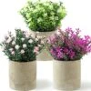 ALAGIRLS Small Fake Plants Set Of 3 Home Decor Indoor, Potted Artificial Plant Flowers Living Room Bedroom Bathroom Aesthetic, Mini Faux Plant In Pots For Desk Shelf Office, Purple Pink White -Artificial Trees Store 513ep8TsvgL