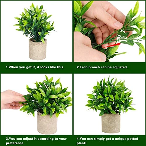 CEWOR Artificial Potted Plants, Mini Fake Plant Greenery Decoration For Barhroom Shelf Home Office Desk Table Indoor Decor, 4 Pack 5 CEWOR Artificial Potted Plants, Mini Fake Plant Greenery Decoration For Barhroom Shelf Home Office Desk Table Indoor Decor, 4 Pack - Image 3