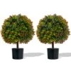 Goplus 22” Artificial Boxwood Topiary Ball Tree, Set Of 2 Faux Potted Plants Artificial Shrubs Bushes With Orange Fruits, Ball-Shaped Artificial Topiary For Indoor Outdoor Home Front Porch Decor -Artificial Trees Store 513jiQl1l0L