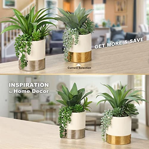 Large Artificial Succulents Plants Faux Succulents 12" Fake Succulent Plants In Gold Ceramic Pot Succulent Plant For Desk Modern Home Living Room Office Table Shelf Decor 7 Large Artificial Succulents Plants Faux Succulents 12" Fake Succulent Plants In Gold Ceramic Pot Succulent Plant For Desk Modern Home Living Room Office Table Shelf Decor - Image 5