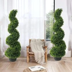 35 Inch Artificial Boxwood Topiary Tree Spiral Plants Fake Faux Artificial Topiary Trees Plant Decor In Plastic Pot Green Indoor Or Outdoor For Garden Gate Office Home Decoration Gifts, Set Of 2 11 35 Inch Artificial Boxwood Topiary Tree Spiral Plants Fake Faux Artificial Topiary Trees Plant Decor In Plastic Pot Green Indoor Or Outdoor For Garden Gate Office Home Decoration Gifts, Set Of 2 -Artificial Trees Store 514eoCtWVhL