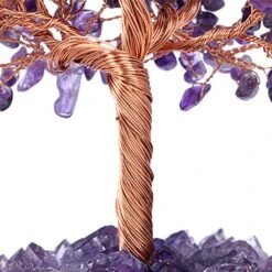 Jovivi Natural Amethyst Healing Crystal Money Tree On Amethyst Cluster Geode Druzy Base Feng Shui Crystals For Home Office Desk Decorations, Wealth, Good Luck -Artificial Trees Store 515KNQJoCCL