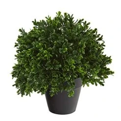 Nearly Natural Mini 10in. Boxwood Topiary Artificial Plant UV Resistant (Indoor/Outdoor), Green