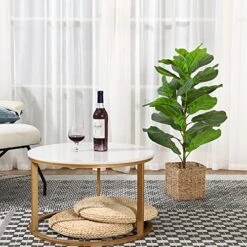 MOSADE Artificial Fiddle Leaf Fig Tree 37" Fake Potted Ficus Lyrata Plant With Handmade Seagrass Basket, Perfect Faux Plants Home Décor For Indoor Outdoor Office Porch Balcony Bedroom Bathroom Gift -Artificial Trees Store 515RH28nr6L