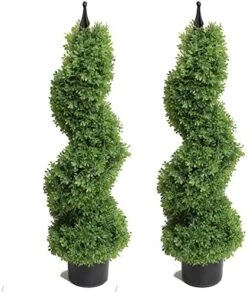3 Foot Topiary Tree Artificial Plants Cypress Leave Spiral Plant Faux Fake Spiral Trees For Decor In Plastic Pot Green, 35Inchs- Set Of 2 -Artificial Trees Store 515cKIT0w9L. AC