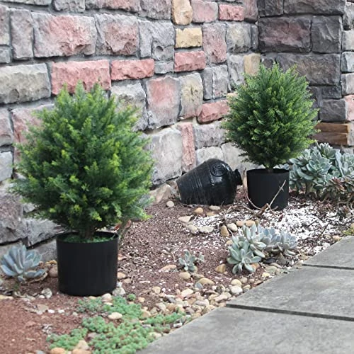 ECOLVANT Two 20''T Artificial Cedar Topiary Ball Tree UV Resistant Potted Plants Artificial Shrubs Bushes Potted Tree For Indoor Outdoor Home Garden 7 ECOLVANT Two 20''T Artificial Cedar Topiary Ball Tree UV Resistant Potted Plants Artificial Shrubs Bushes Potted Tree For Indoor Outdoor Home Garden - Image 5