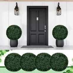 Yunlly 4 Pcs 14.2 Inch 3 Layers Outdoor Artificial Plant Topiary Ball UV Resistant Faux Boxwood Plants Outdoor Decorative Balls For Backyard, Balcony, Garden, Wedding And Home Decor 12 Yunlly 4 Pcs 14.2 Inch 3 Layers Outdoor Artificial Plant Topiary Ball UV Resistant Faux Boxwood Plants Outdoor Decorative Balls For Backyard, Balcony, Garden, Wedding And Home Decor -Artificial Trees Store 515uk16AM9L