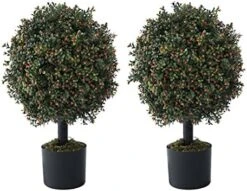 CAPHAUS Artificial Boxwood Topiary Ball Tree Set Of 2, Artificial UV Resistant Bushes, Faux Potted Tree, Plant In Pot W/Dried Moss, Fake Shrubs For Indoor, Front Porch, Outdoor, W/Orange Flower 15 CAPHAUS Artificial Boxwood Topiary Ball Tree Set Of 2, Artificial UV Resistant Bushes, Faux Potted Tree, Plant In Pot W/Dried Moss, Fake Shrubs For Indoor, Front Porch, Outdoor, W/Orange Flower -Artificial Trees Store 516NCVpqsVL. AC