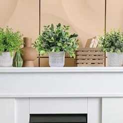 Set Of 3 Assorted Small Potted Plants Fake Eucalyptus And Rosemary Plants In Gray Geometric Concrete Ceramic Pots For Gifts Home Kitchen Office Shelf Table Desk Modern Indoor Outdoor Greenery Decor 12 Set Of 3 Assorted Small Potted Plants Fake Eucalyptus And Rosemary Plants In Gray Geometric Concrete Ceramic Pots For Gifts Home Kitchen Office Shelf Table Desk Modern Indoor Outdoor Greenery Decor -Artificial Trees Store 516WckfSR8L