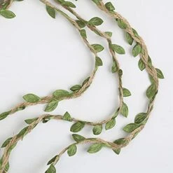 Natural Jute Twine, 66 Feet 5mm Burlap Leaf Ribbon, Braided Decoration Vine With Artificial Green Leaves For Jungle Safari Themed Party Birthday Wedding Garden Home Decor(1 Roll) 10 Natural Jute Twine, 66 Feet 5mm Burlap Leaf Ribbon, Braided Decoration Vine With Artificial Green Leaves For Jungle Safari Themed Party Birthday Wedding Garden Home Decor(1 Roll) -Artificial Trees Store 516xZMbESVS