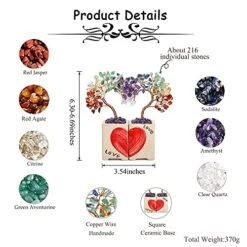 Memolome 7 Chakra Healing Crystal Heart Money Tree Reiki Quartz Gemstone Bonsai Handmade Crystal Figurine Feng Shui Tree Ornament Good Luck Wealth Home Office Desk Decor 2Pcs Set -Artificial Trees Store 5178ddke3TL