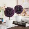 MyGift Tabletop Artificial Topiary Indoor Decor, Fake Plants Faux Purple Boxwood Ball Tree With White Planter Pots, Set Of 2 1 MyGift Tabletop Artificial Topiary Indoor Decor, Fake Plants Faux Purple Boxwood Ball Tree With White Planter Pots, Set Of 2 -Artificial Trees Store 517KLU3YuxL