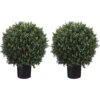 Silk Tree Warehouse Company Inc Two 2 Foot Outdoor Artificial Boxwood Ball Topiary Bushes Potted Plants 16 Inches Wide