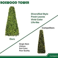Shecraft Topiary Trees Artificial Outdoor Highly Realistic Decorative Buxus Tower, Topiary UV Resistant Fake Tree For Home Garden/Indoor & Outdoor Use 1 Pack -Artificial Trees Store 517OfDuwqtS