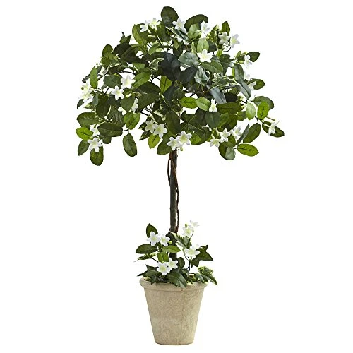 Nearly Natural Stephanotis Topiary With Planter, 3' 3 Nearly Natural Stephanotis Topiary With Planter, 3'