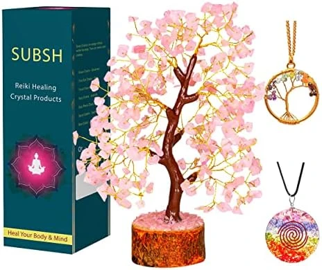 SUBSH Seven Chakra Natural Healing Gemstone Crystal Bonsai Fortune Money Tree For Good Luck, Wealth & Prosperity Home Office Kitchen Décor Spiritual Gift (Golden Wire And 300 Beads) Size 10-12 Inches 12 SUBSH Seven Chakra Natural Healing Gemstone Crystal Bonsai Fortune Money Tree For Good Luck, Wealth & Prosperity Home Office Kitchen Décor Spiritual Gift (Golden Wire And 300 Beads) Size 10-12 Inches - Image 10