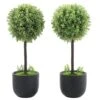 MyGift 13 Inch Realistic Artificial Boxwood Topiary Trees, Faux Tabletop Decorative Plants With Black Pots, Set Of 2 -Artificial Trees Store 517ojxSh6SL