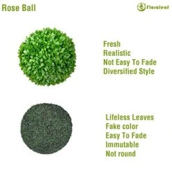 FLORALEAF 15" Artificial Boxwood Topiary Ball Topiary Tree Plants Lifelike Substitute Artifical Plant Balls For Wedding Decore -Indoor/Outdoor Decoration, Rose Leaf, 1 Piece 20 FLORALEAF 15" Artificial Boxwood Topiary Ball Topiary Tree Plants Lifelike Substitute Artifical Plant Balls For Wedding Decore -Indoor/Outdoor Decoration, Rose Leaf, 1 Piece -Artificial Trees Store 517sL97dUQL