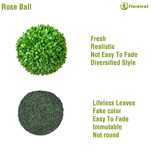 FLORALEAF 15" Artificial Boxwood Topiary Ball Topiary Tree Plants Lifelike Substitute Artifical Plant Balls For Wedding Decore -Indoor/Outdoor Decoration, Rose Leaf, 1 Piece 6 FLORALEAF 15" Artificial Boxwood Topiary Ball Topiary Tree Plants Lifelike Substitute Artifical Plant Balls For Wedding Decore -Indoor/Outdoor Decoration, Rose Leaf, 1 Piece - Image 4