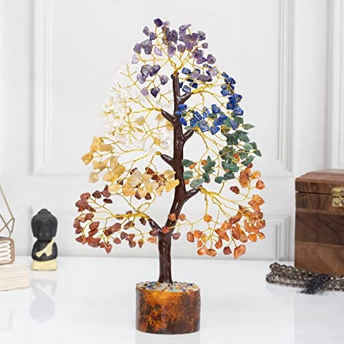 Seven Chakra Gemstone Tree Of Life - Crystal Tree Artificial Bonsai Tree Feng Shui Money Tree Plant Indoor Reiki Supplies Healing Crystal For Spiritual Energy Wiccan Meditation Gifts (Golden Wire) 3 Seven Chakra Gemstone Tree Of Life - Crystal Tree Artificial Bonsai Tree Feng Shui Money Tree Plant Indoor Reiki Supplies Healing Crystal For Spiritual Energy Wiccan Meditation Gifts (Golden Wire)